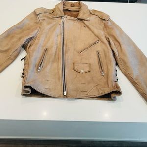 Leather double riders motorcycle jacket